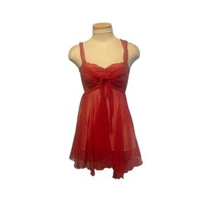 Victoria's Secret Vintage Gold Label Red Sheer Babydoll Dress  Size Smalll